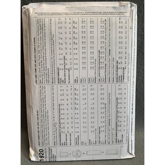 Simplicity Misses Shirt Skirt Coat Sewing Pattern sz 20W-28W 1920 - uncut - Picture 3 of 3